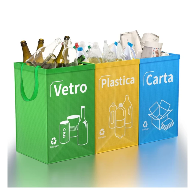 Opret Borse Raccolta Differenziata 30L 3 Contenitori - Riciclaggio Carta Plastic