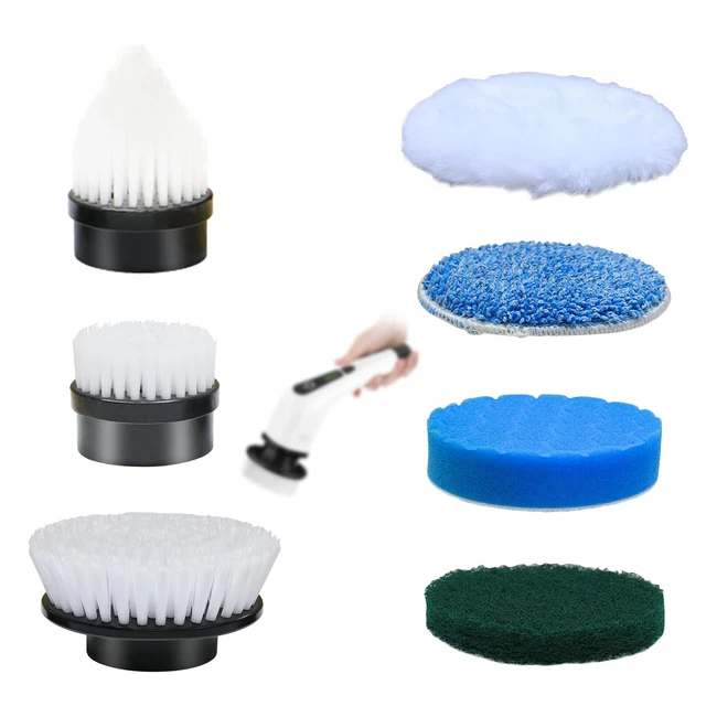 Leebein Testine di Ricambio per Scrubber Elettrico 7 Pezzi - Kit Accessori Spazzole Extra - Pulizia Cordless Leebein ANS8050ANS8051