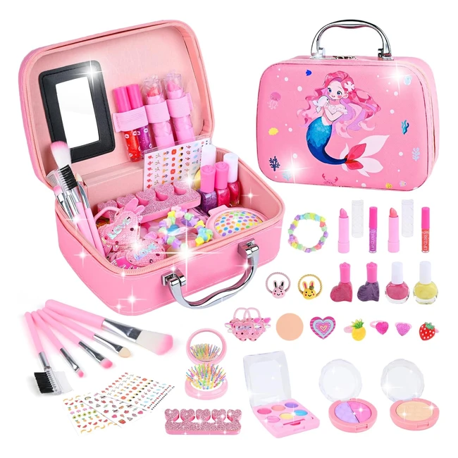 Maquillage Enfant Filles Lavable Malette Jouet Princesse Fille Makeup Set Cadeau Noël Anniversaire