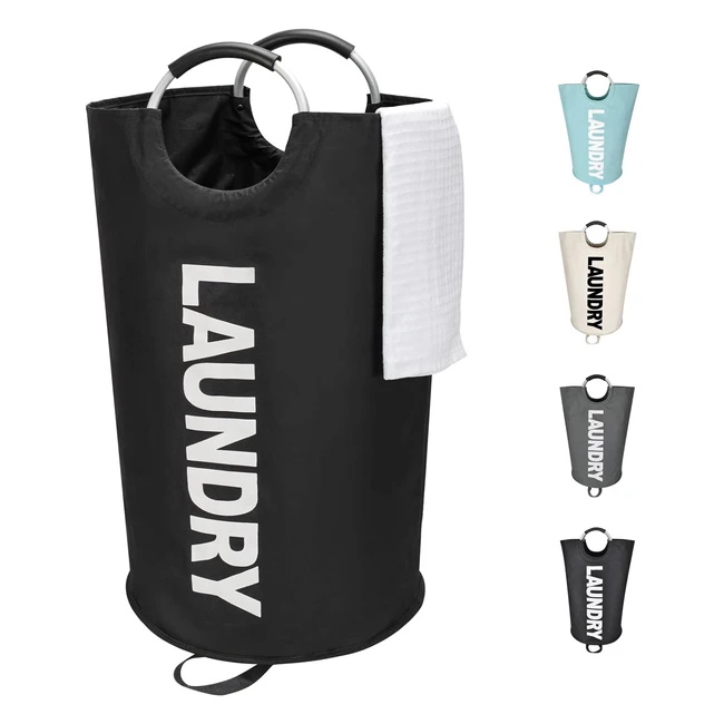 Maxsilan 90L Large Laundry Basket Freestanding Tall Clothes Hamper Collapsible Laundry Bag - Black