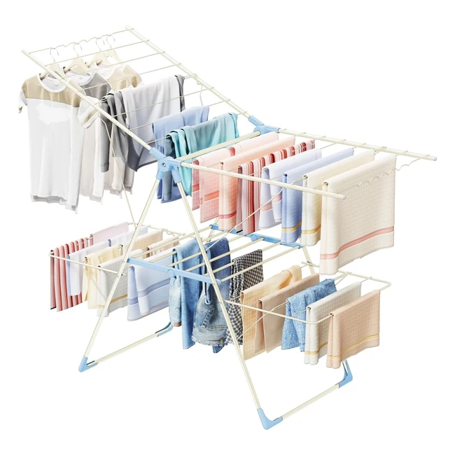 Etendoir à linge pliable 2 niveaux Innotic avec 4 ailes réglables en hauteur 143cm - Bleu