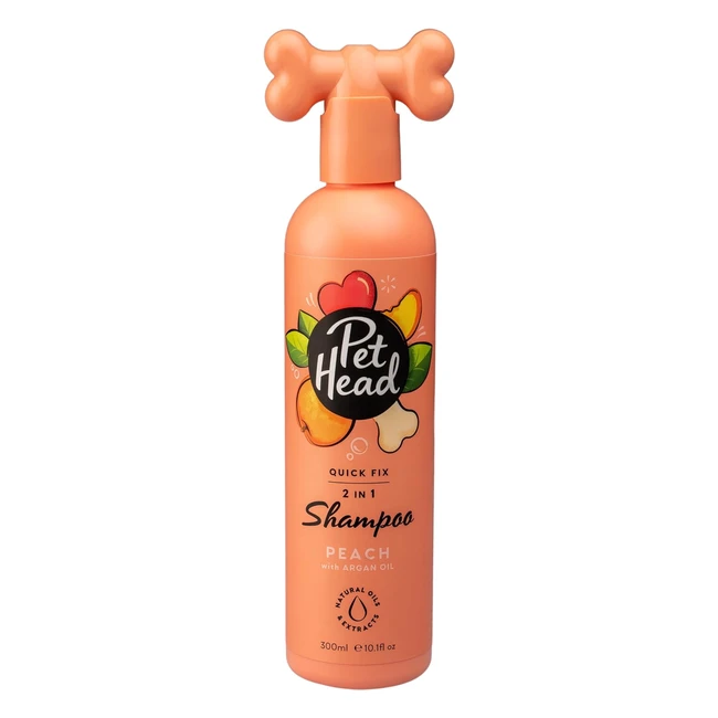 Pet Head Dog Shampoo Conditioner 300ml Quick Fix Peach Scent - Best 2-in-1 Dog S