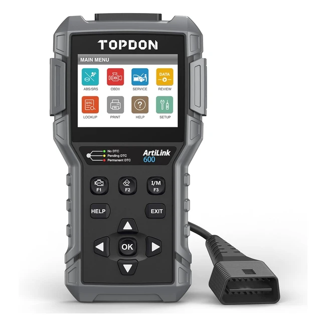 Topdon Artilink600 Escner OBD2 Funciones Completas ABS SRS Airbag Pruebas Activas Reinicio Servicio Aceite SAS ngulo Direccin BMS Sistema Batera