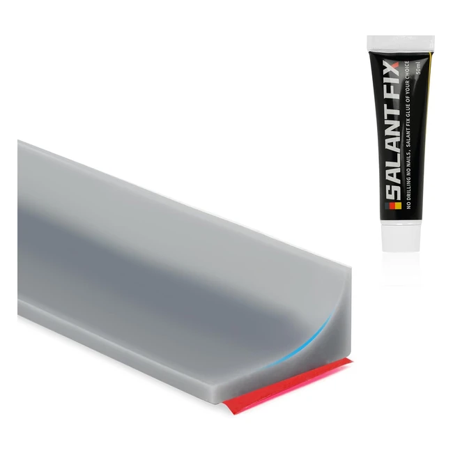 Flintronic Joint Douche 3M Barriere de Douche Silicone Bande Etancheite Pliable Seuil de Douche Barriere d'Eau Antiinondation Gris
