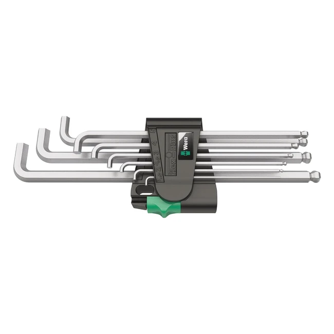Wera 950 HexPlus 4 ChromePlated HexKey Set Metric 1510 mm 9 Piece - High Corrosion Protection