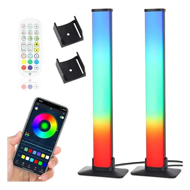 2pcs Smart LED Light Bars Bluetooth RGB Gaming Light TV PC Party Car Movies Room