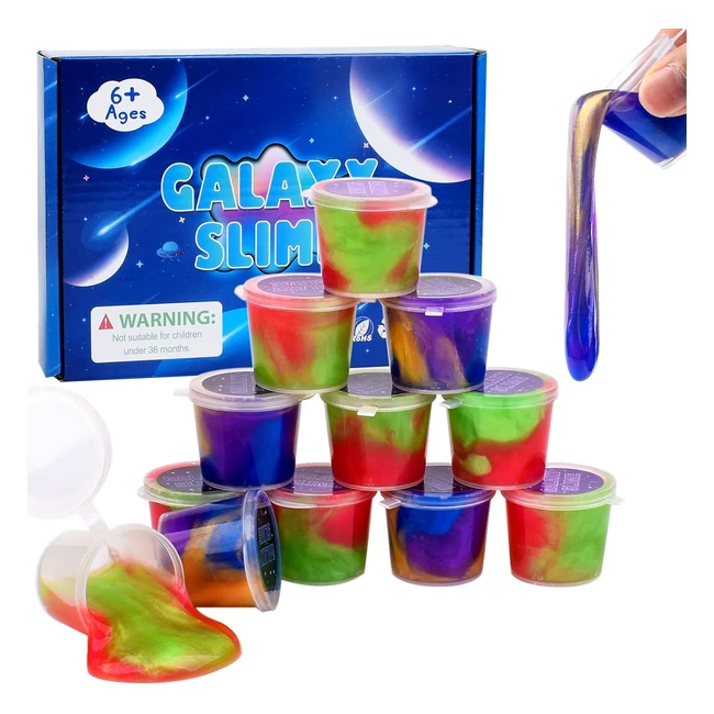 Galaxy Slime Kit 12 Pack Fluffy Mini Slime - Stress & Anxiety Relief - Colorful Slime Toy