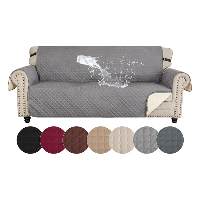 Housse Canapé 3 Places Impermeable Ystellaa - Protection Chien Chaton - Gris Clair