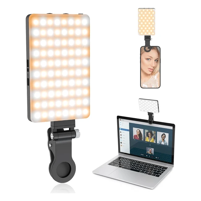 Luce selfie 80 LED 3200K-5600K clip regolabile per foto video - Nero