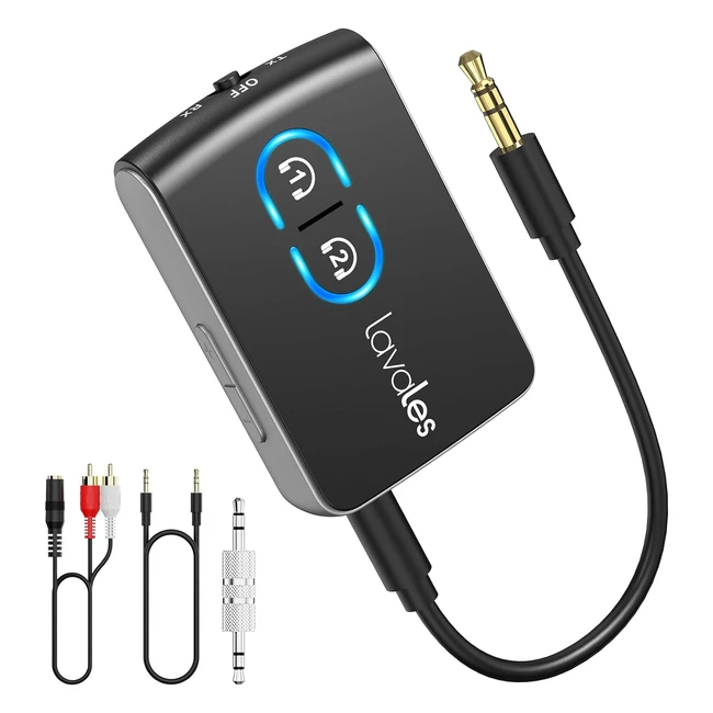 Transmetteur Récepteur Bluetooth 53 Lavales Adaptateur Audio 35mm Jack Hifi AUX RCA Aptxll Double Link