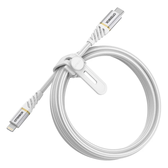 Otterbox verstärktes geflochtenes Premium USBC zu Lightning Kabel MFI zertifiziertes Schnellladekabel für iPhone und iPad 2m weiß