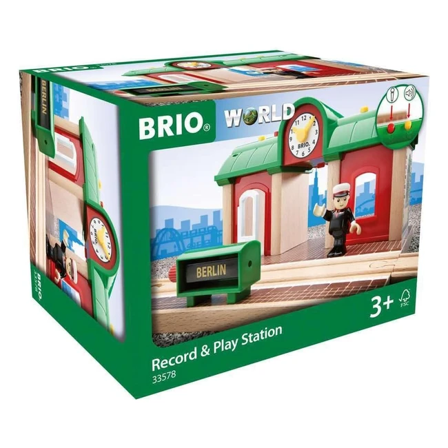 Brio Estación de Tren 33578 con Grabadora de Sonidos - Juguete Educativo para Niños