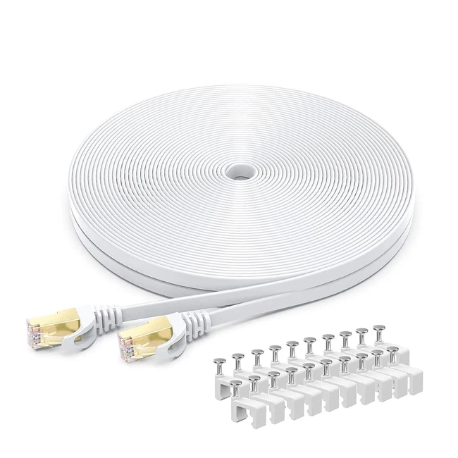 Busohe Cat 8 Ethernet Cable 10m High Speed Flat Gigabit RJ45 LAN Network