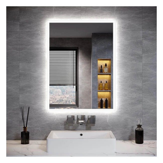 Elegant Bathroom Mirror 800x600mm LED Backlit Touch Switch Demister Pad Vertical Horizontal Smart Mirror