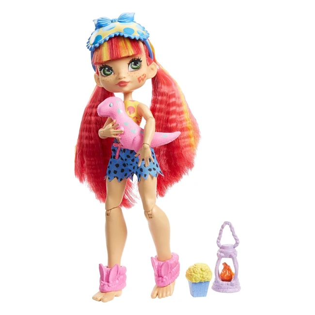 Cave Club Emberly Pigiama Party Preistorico con Capelli Rosa e Accessori - Giocattolo per Bambini 4anni