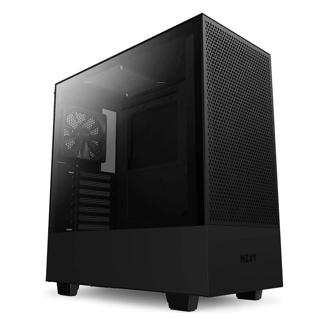 Estuche Compacto NZXT H5 Flow CCH51FB01 para Juegos ATX Midtower - Panel Frontal Perforado - Vidrio Templado - Negro