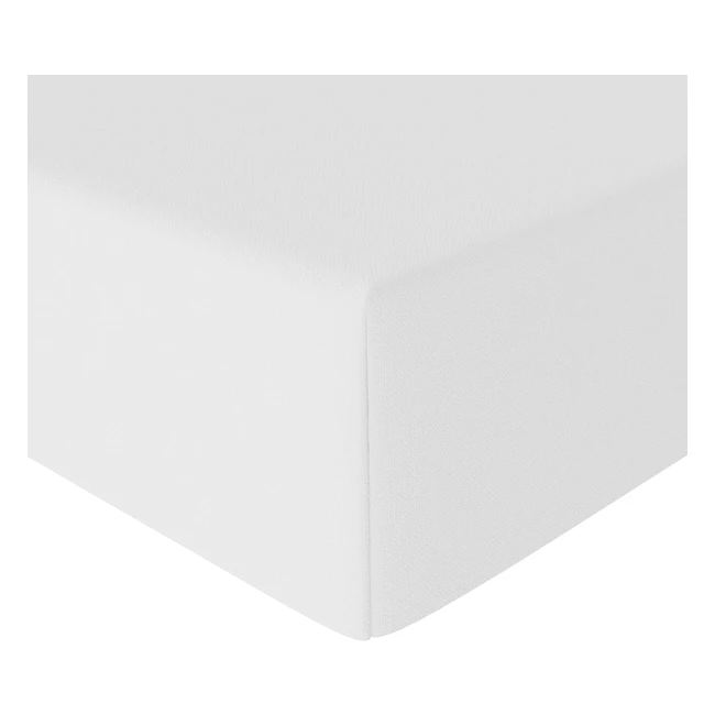 Amazon Basics White Microfiber Fitted Sheet 160 x 200 x 30 cm Wrinkle-Resistant 