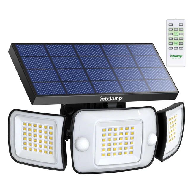 Intelamp Solar Outdoor Lights - Warm White Motion Sensor Light - 1200LM IP65 Waterproof LED Flood Lights