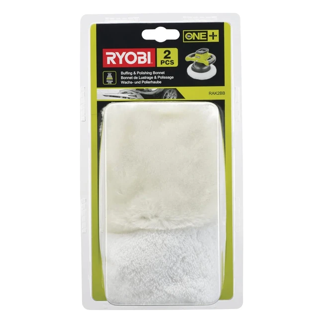 Ryobi RAK2BB Buffer Accessory Set - White - 2 Piece - Soft Terry Cloth Bonnet - 