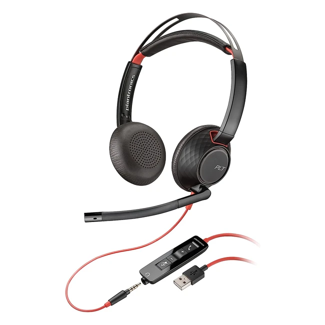 Cuffie Stereo Plantronics Poly Blackwire 5220 con Microfono e Cancellazione Rumo