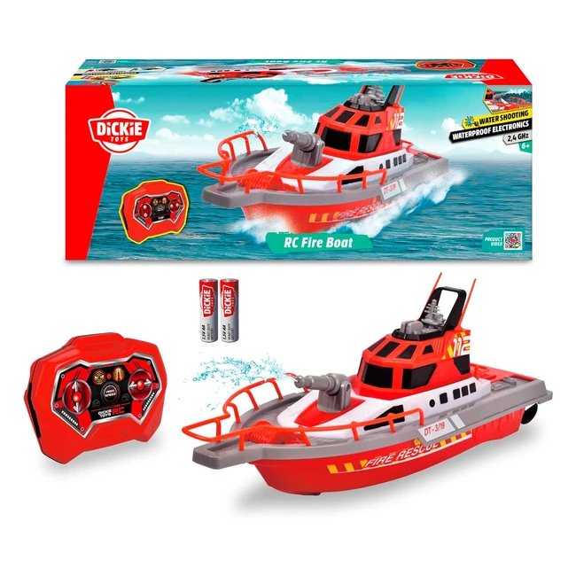 Dickie Toys Feuerwehrboot 201107000 RC Boot mit Wasserstrahlfunktion 3 Kanäle 27 MHz USB-Ladung