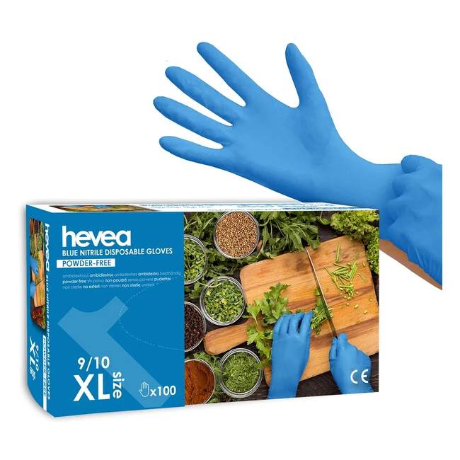 Amazon Basic Care Nitrile Blue Disposable Gloves XL 100 Count - Latex-Free Powde