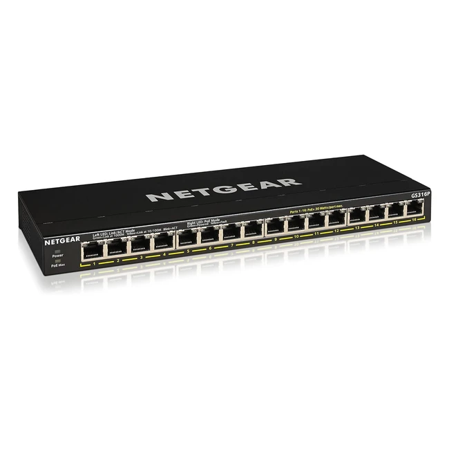 Netgear GS316P 16 Port Gigabit Ethernet LAN PoE Switch 16x PoE 115W PlugPlay Sc