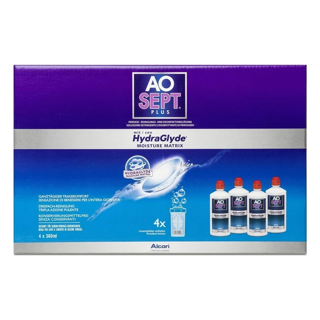 AOSept Plus mit Hydraglyde Kontaktlinsenpflege-Set 4 x 360 ml - Reinheit & Komfort