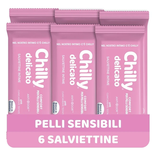 Chilly Salviettine Delicate per Igiene Intima - Confezione da 6 Pezzi