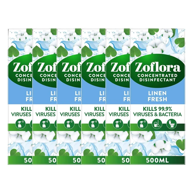 Zoflora Linen Fresh 6pc x 500ml Concentrated 3in1 Disinfectant