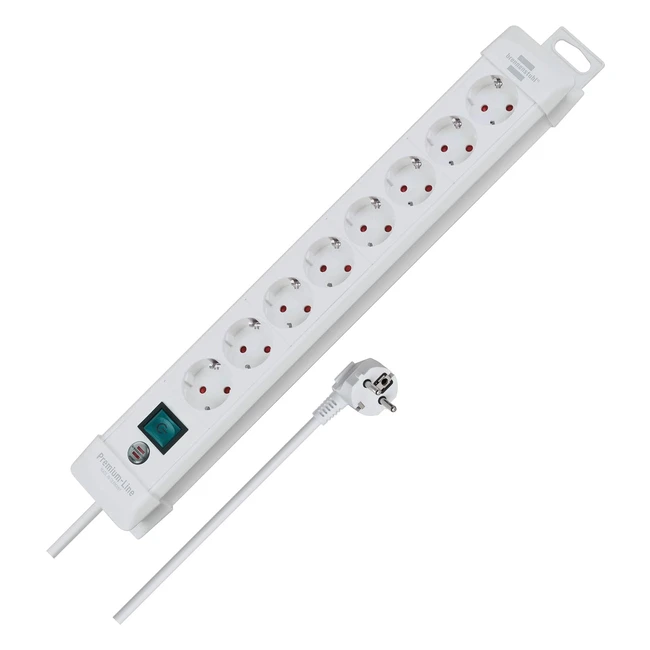 Regleta de Enchufes Brennenstuhl Premiumline - 8 Tomas - Cable 3m - Interruptor - Blanco