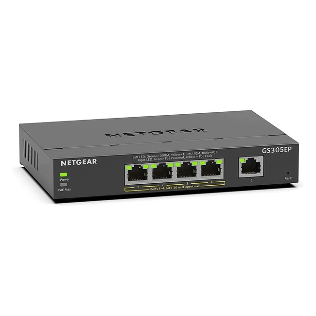 Switch Ethernet PoE Netgear GS305EP 5 ports RJ45 Gigabit 101001000 Serie Plus Manageable