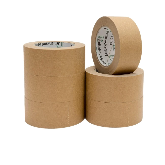 SmithPackaging Brown Kraft Paper Tape 48mm x 50m Pack of 6 Rolls - Recyclable & Eco-Friendly