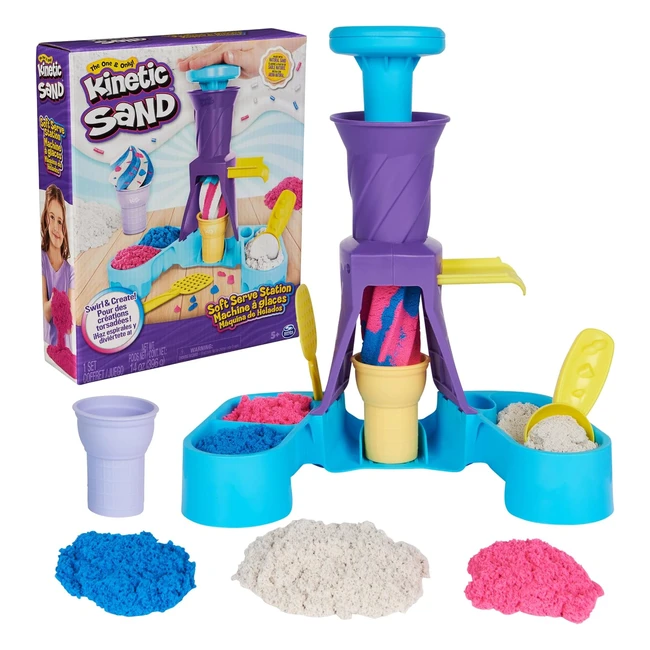 Kinetic Sand Soft Serve Station  Blue Pink White  Sensory Toys for Kids