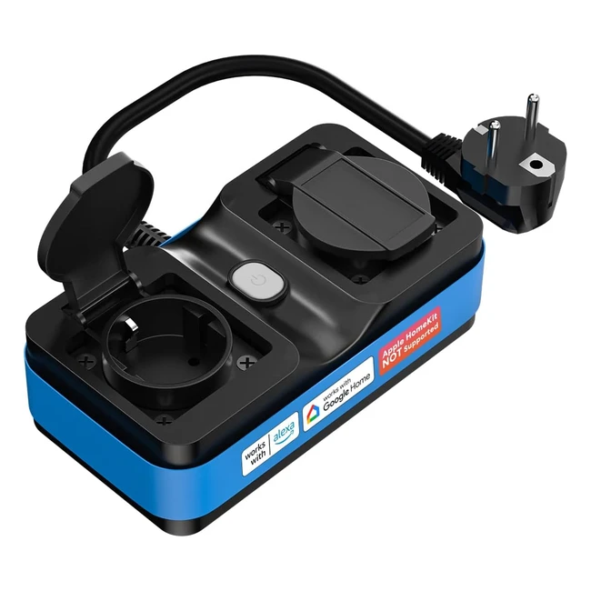 Meross Enchufe Inteligente Exterior Impermeable WiFi 2 Tomas Control Remoto