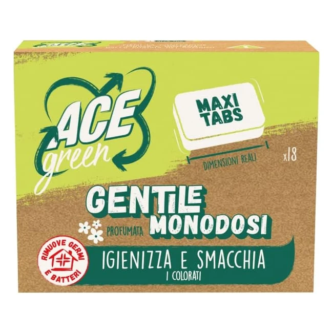 Ace Candeggina Gentile Green Monodose 18 Tabs - 100 Compostabile