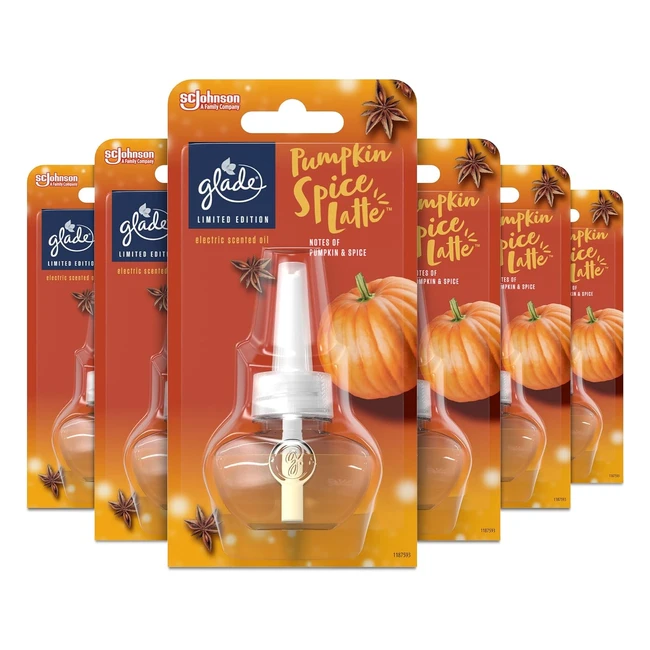 Glade Pumpkin Spice Latte Air Freshener Refill Pack of 6 - 20ml x 6 - Limited Ed