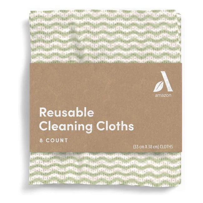 Amazon Aware All Purpose Cleaning Cloth 8 Count - Green, Reusable, Oekotex Certified