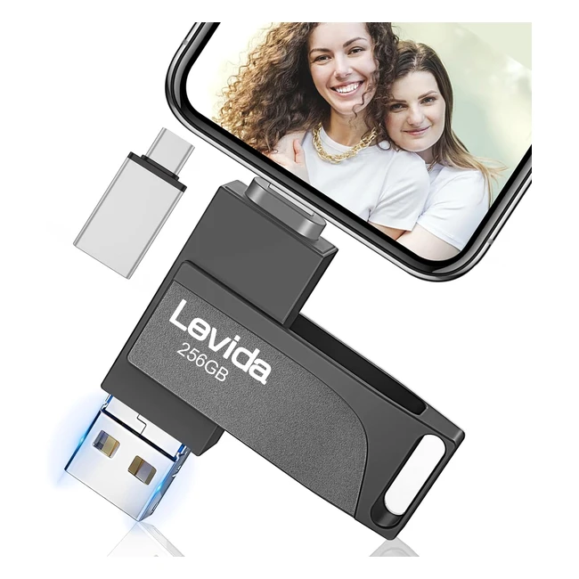 Clef USB 256 Go Levida - Sauvegarde Automatique et Transfert Rapide - Noir Clair