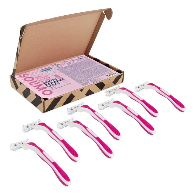 Solimo 3-Blade Disposable Razors for Women - Pack of 7 - Pink - Close Shave - Anticlog Cartridge - Aloe Vera & Vitamin E
