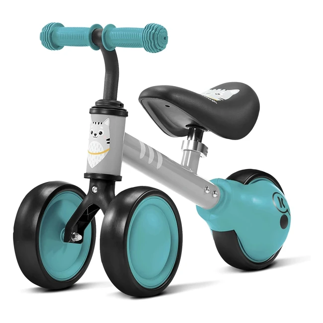 Kinderkraft Cutie Balance Bike | Lightweight Kids First Bicycle | Baby Walker Trike | No Pedals | Steel Frame | Adjustable Seat | 1 Year Old | 25 kg | Turquoise