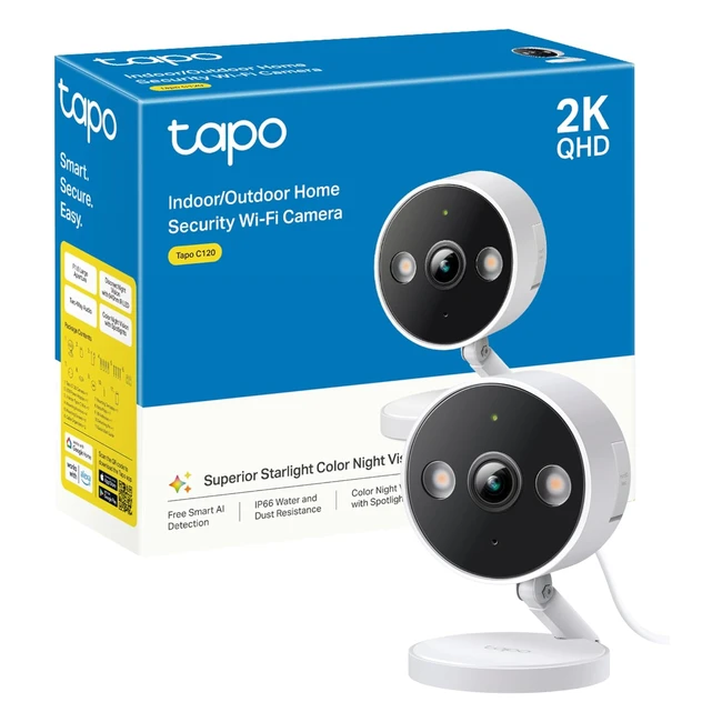 Tapo C120 2K Color Night Vision Security Camera IP66 Weatherproof - Amazon Alexa
