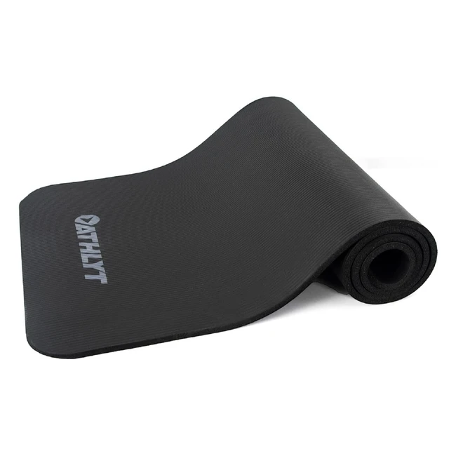 Athlyt Fitness Mat Black 183 x 60 cm - Ideal for Yoga Pilates Ab Workouts