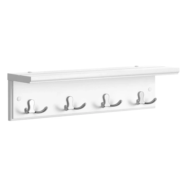 Perchero Pared con Estante 4 Ganchos Dobles Metal Blanco LHR42WT