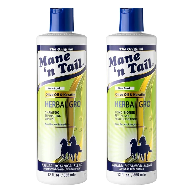 Mane 'n Tail Herbal Gro Shampoo & Conditioner Twin Pack - Olive Oil & Keratin - 355ml - Pack of 1
