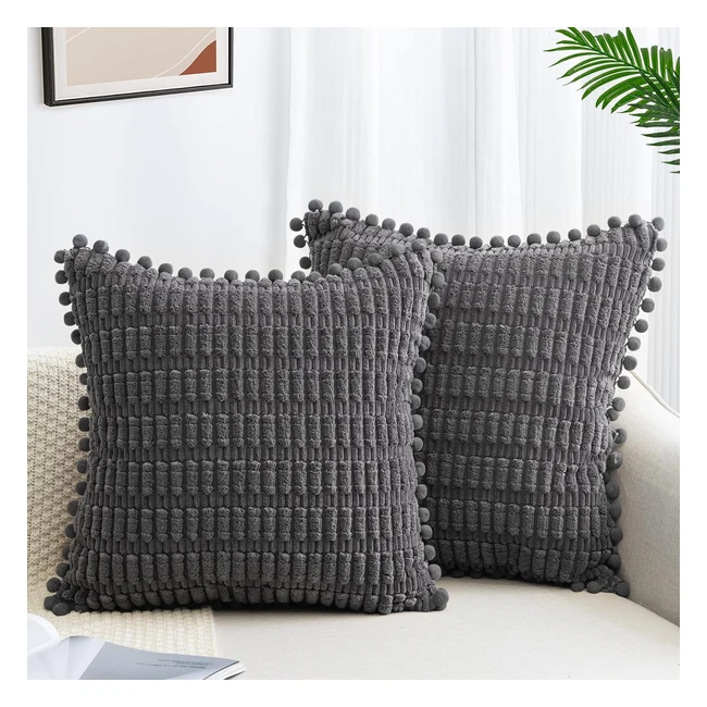 Lot de 2 housses de coussin 55x55 velours côtelé - Douce et décorative