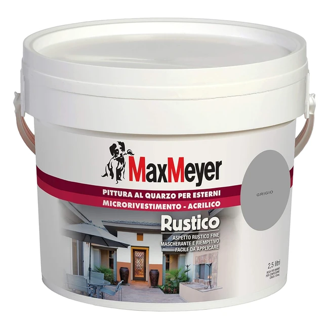 MaxMeyer Pittura Esterni Quarzo Rustico Grigio 25L - Resistente Facile Applicaz