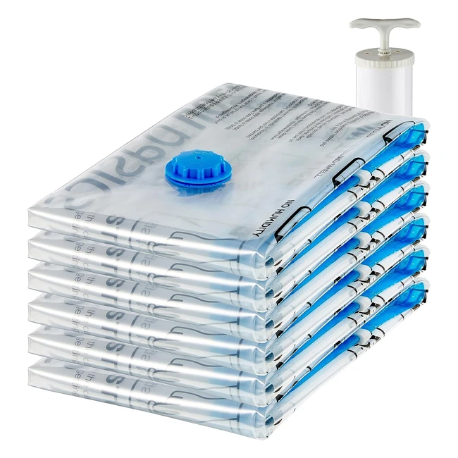 Lot 6 Housses Rangement Sous Vide Amazon Basics Jumbo Transparent Bleu - Réduction Taille 80%