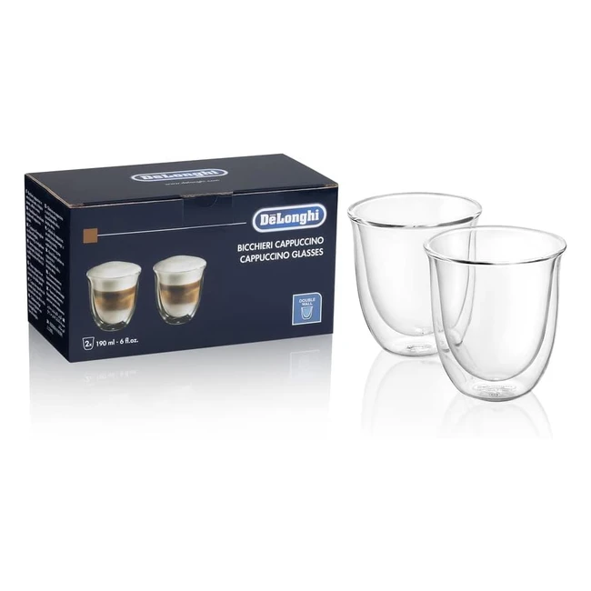 Delonghi DLSC311 Thermal Glass Double Walled Cappuccino Set - 2 Pieces