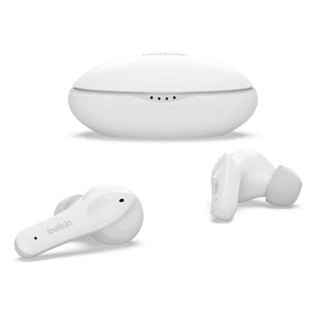 Belkin SoundForm Nano Bluetooth Kopfhörer für Kinder, kabellos, 85dB Lautstärkebegrenzung, IPX5 zertifiziert, 24 Stunden Betrieb - Weiß